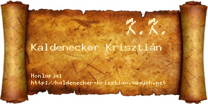 Kaldenecker Krisztián névjegykártya